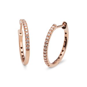 Orecchini a forma di cerchio in oro rosa con diamanti