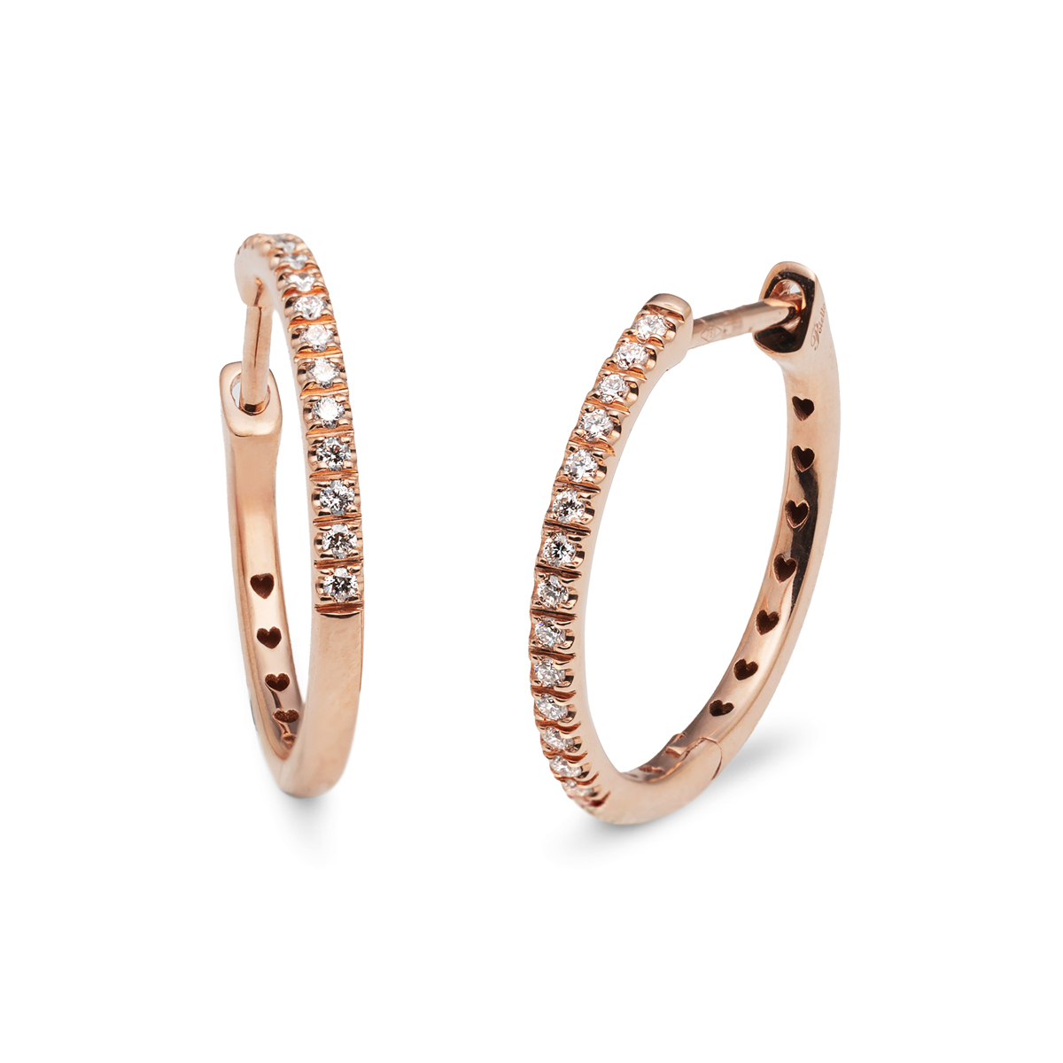 Orecchini a forma di cerchio in oro rosa con diamanti