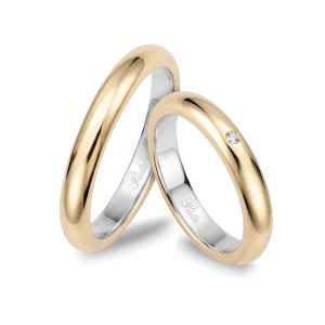 Fedi in oro giallo, argento e diamante