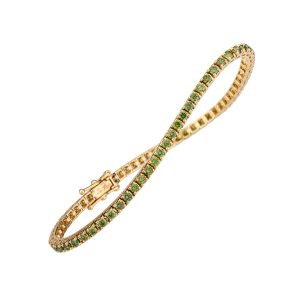 Bracciale Tennis oro giallo e diamanti verdi