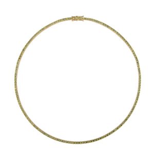 Collana Tennis in oro giallo e diamanti verdi