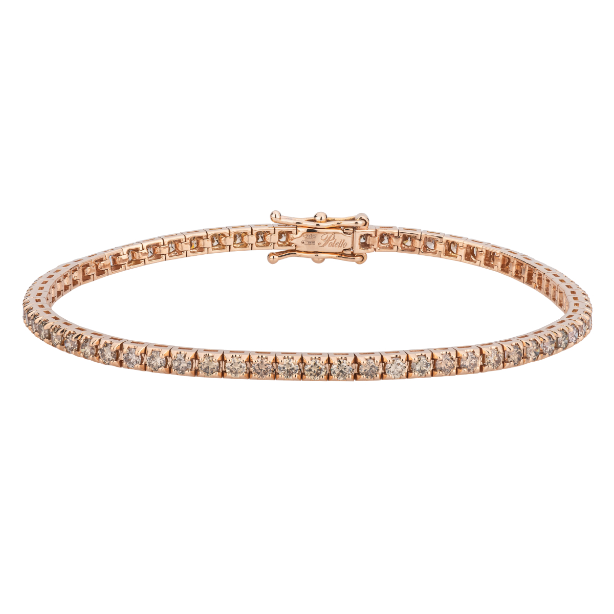 Bracciale tennis in oro rosa e diamanti brown